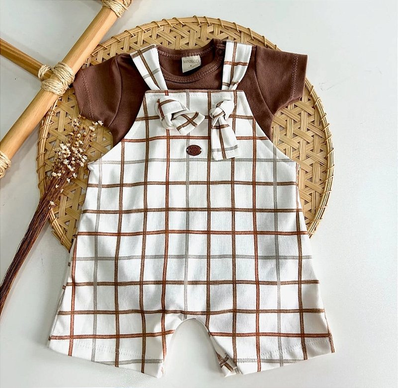 CONJUNTO BODY E JARDINEIRA XADREZ