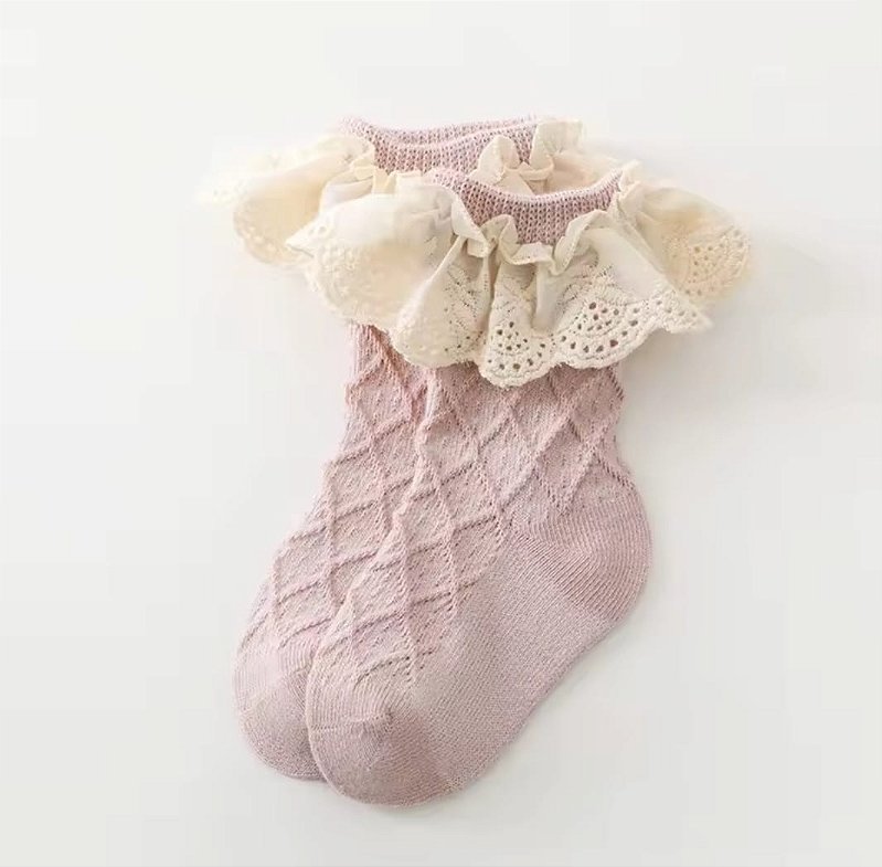 Meia Rendada Rosa