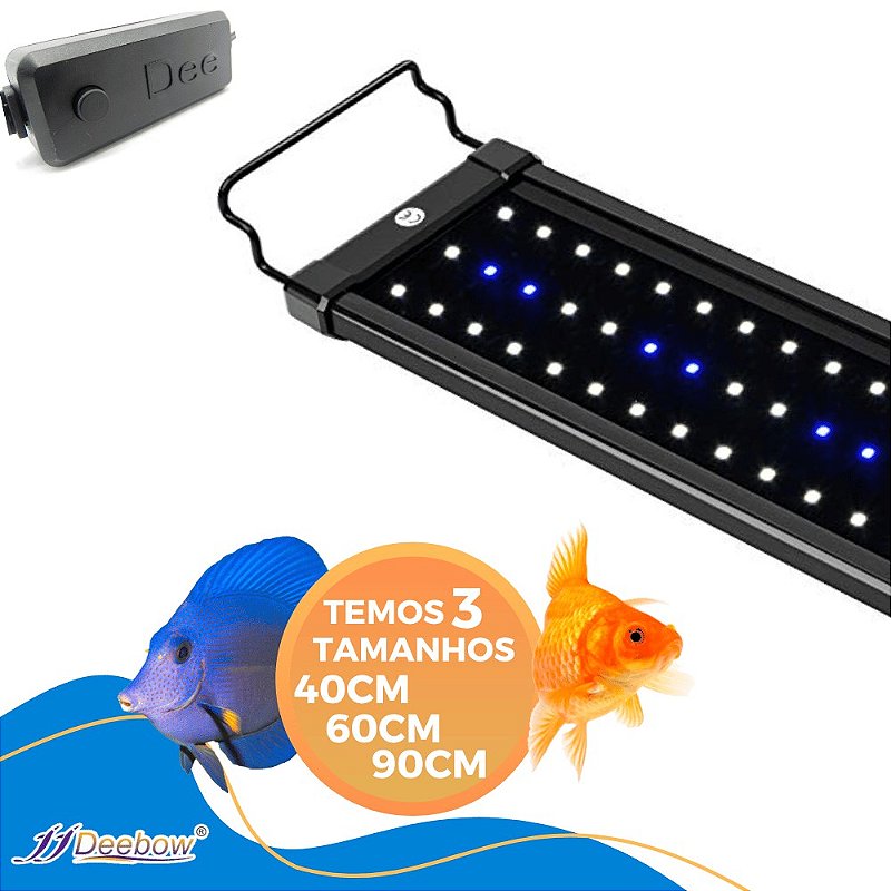 luminaria slim led branco e azul para aquario 90cm bivolt Betta e