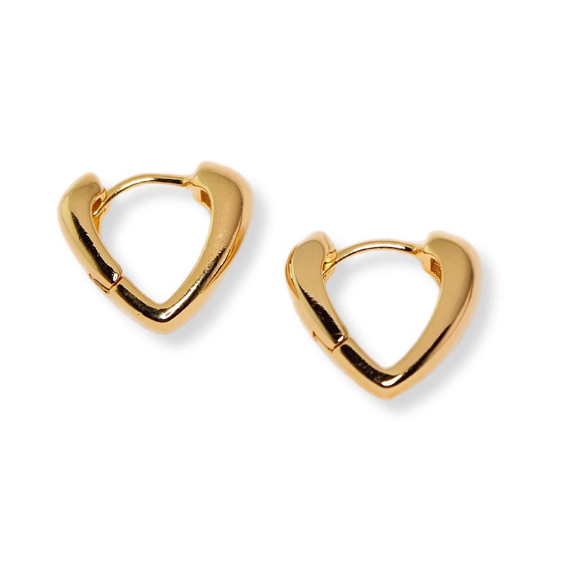 Brinco  Argola Coração Vazado Banho Ouro 18k