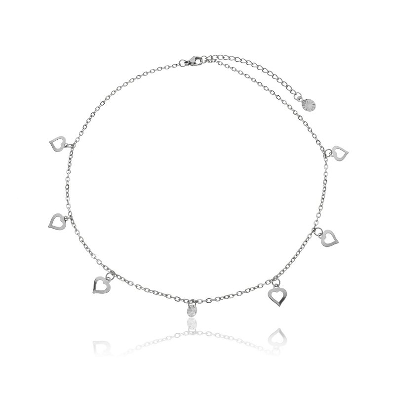 Choker Coração Vazado em Aço Inox