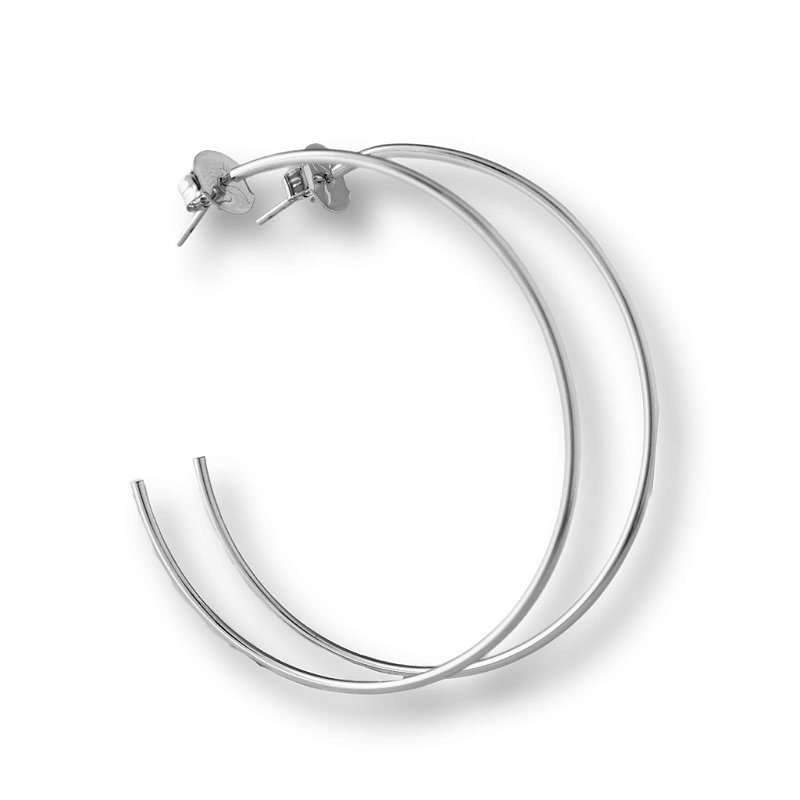 Brinco Argola Grande Banho Ródio Branco