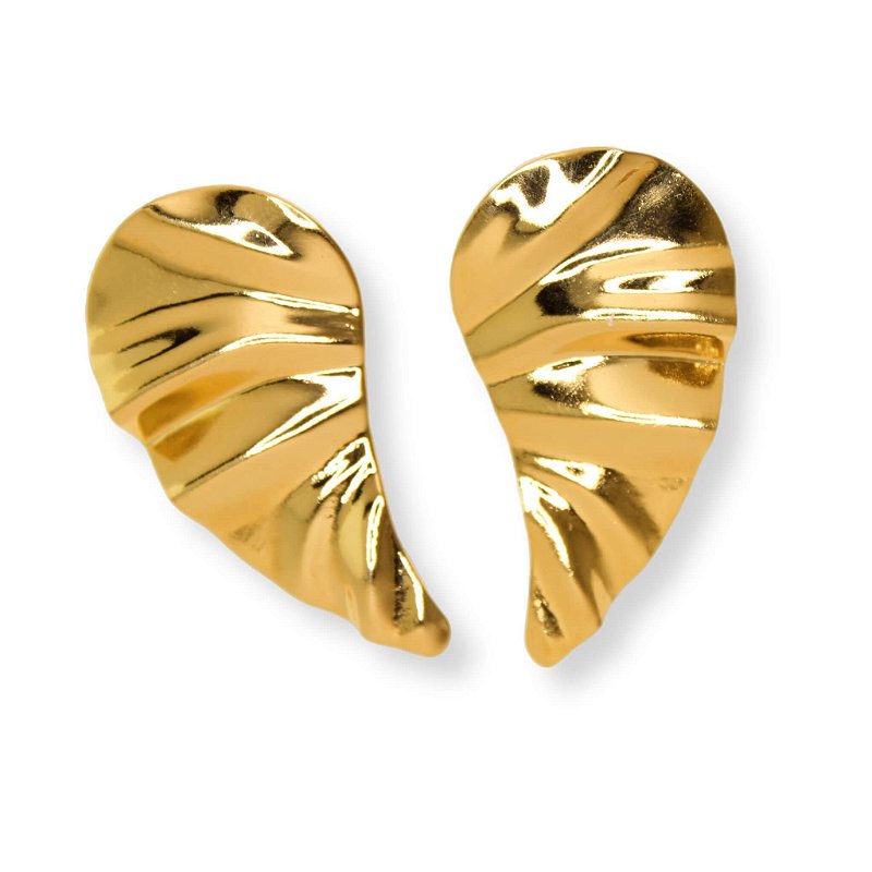 Brinco Earcuff Asa Orgânico Banho Ouro 18k