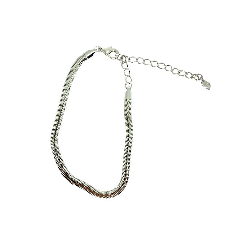 Pulseira Malha Snake Fina Banho Ródio Branco