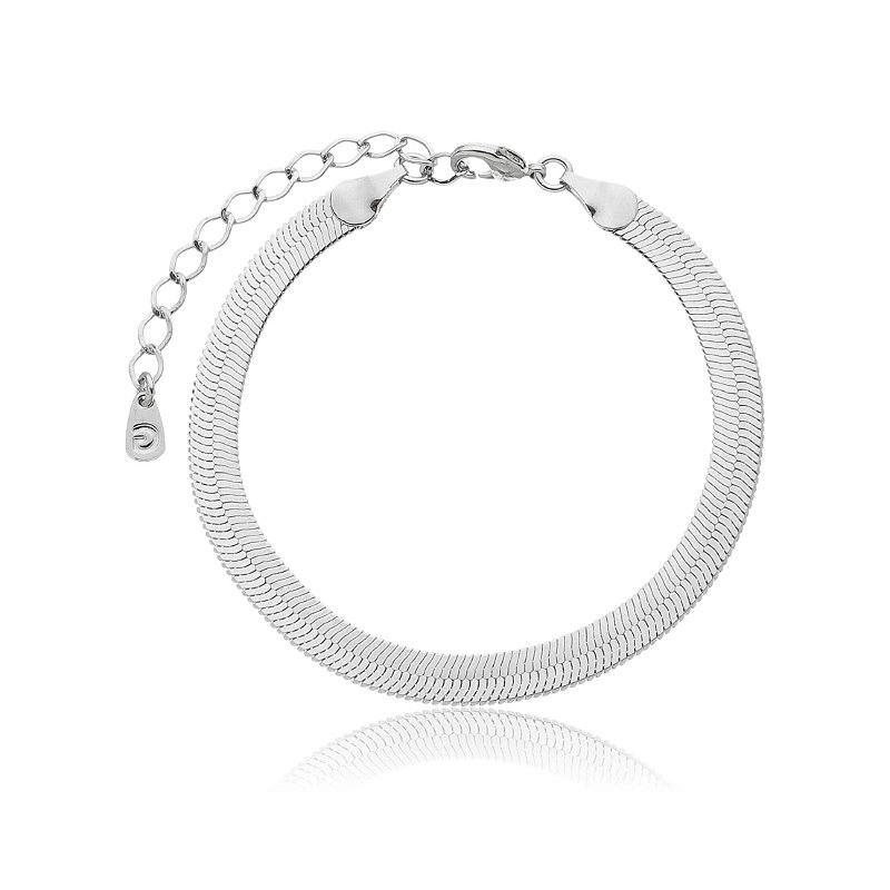 Pulseira Fita Laminada Ródio Branco