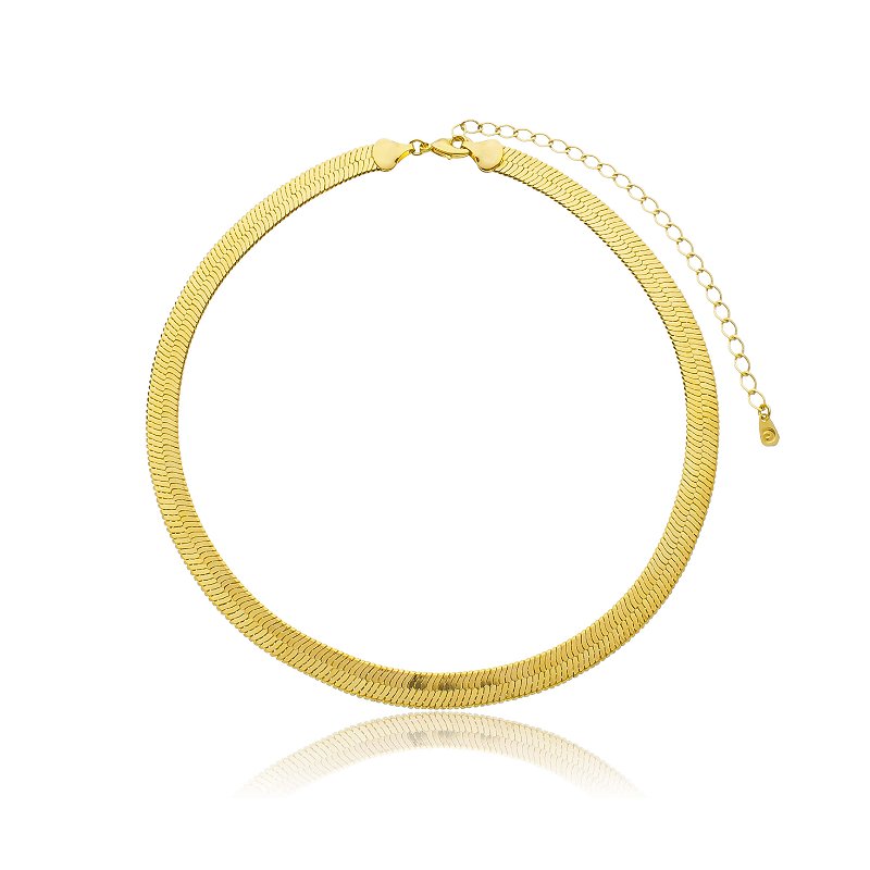 Choker Fita Lisa Banho Ouro 18k