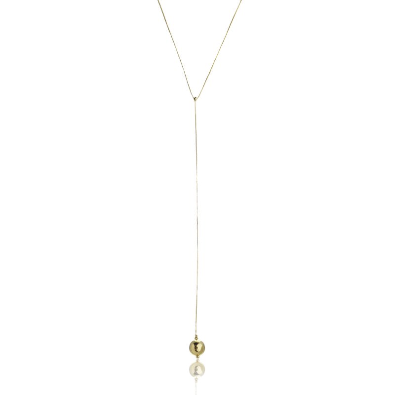 Colar Gravata Esfera Banho Ouro 18k