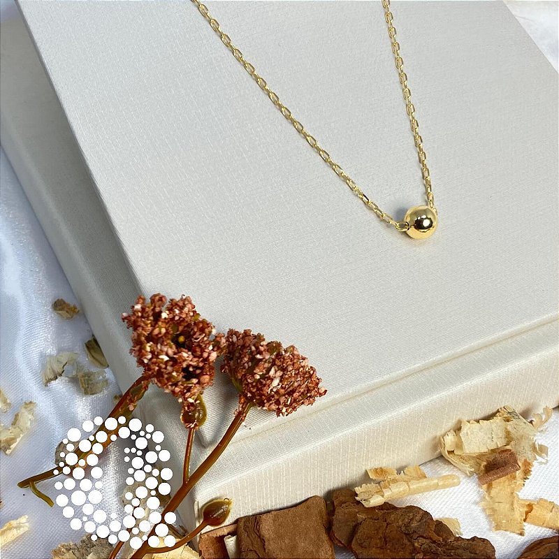 Choker Esfera Lisa Banho Ouro 18k