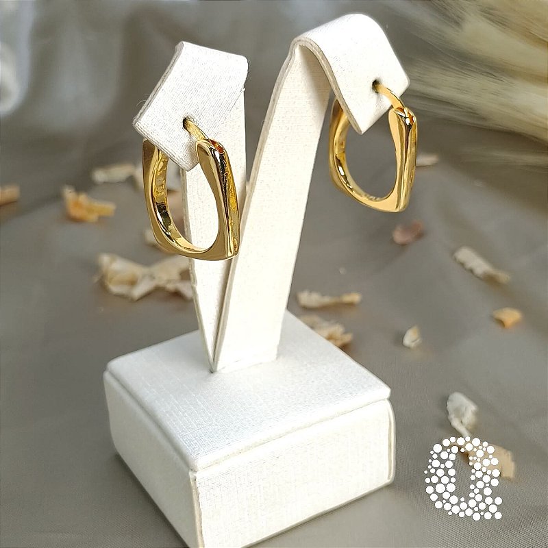 Brinco Argola Geométrica Banho Ouro 18k