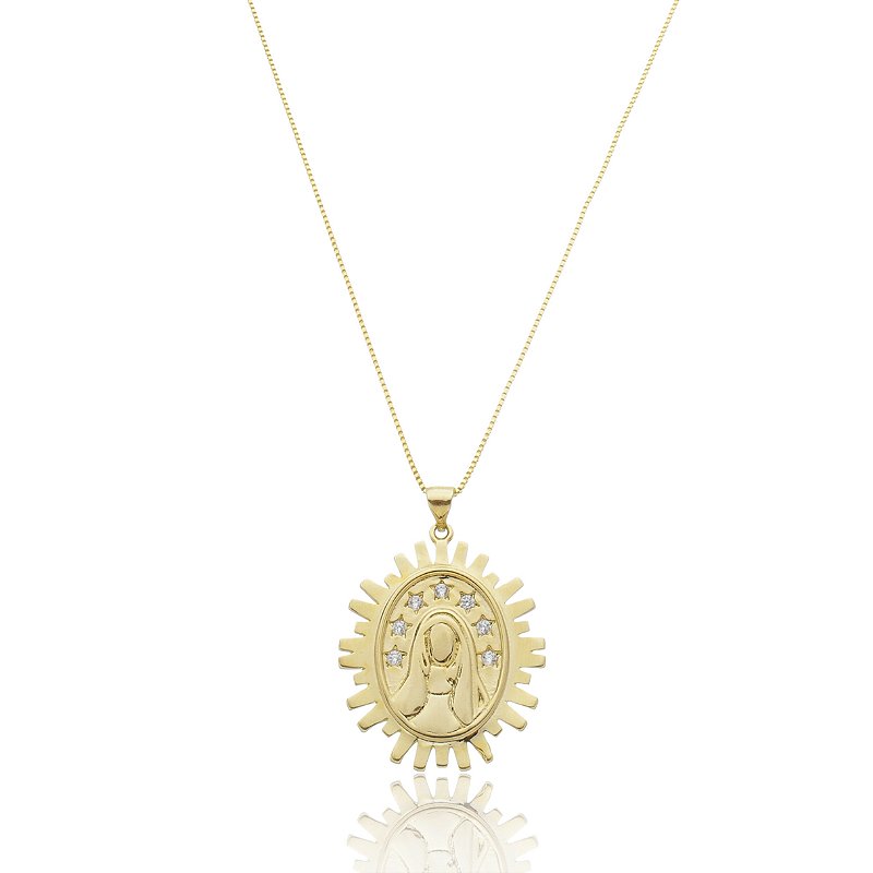 Colar Nossa Senhora Banho Ouro 18k