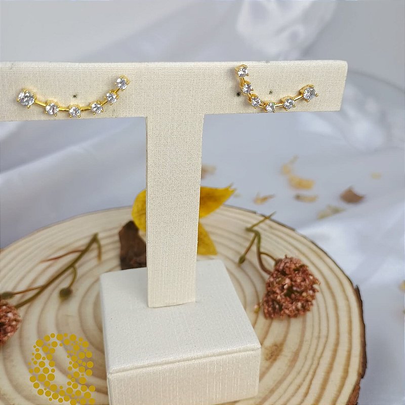 Brinco Earcuff Zircônia Banho Ouro 18k