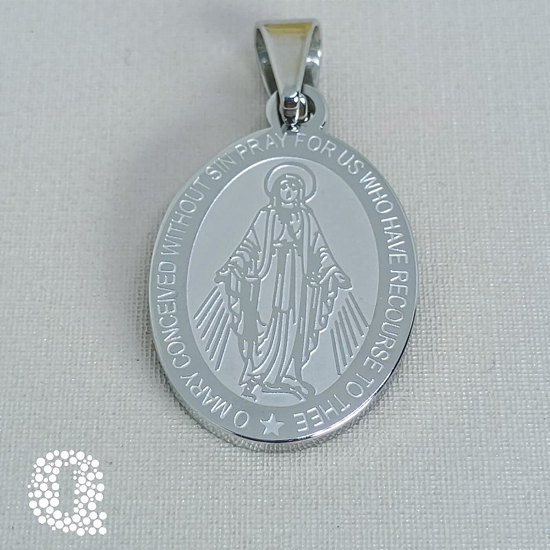 Pingente Medalha Milagrosa  em Aço Inox