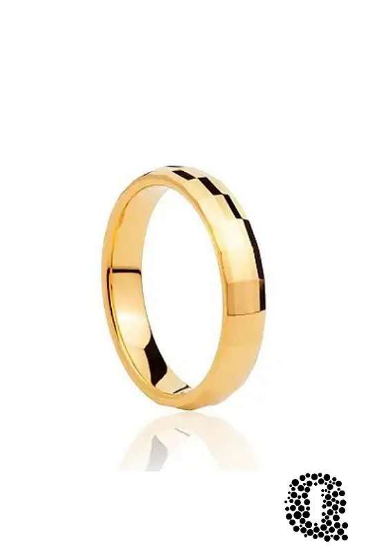 Aliança de Tungstênio Anatômica Banho ouro 18k