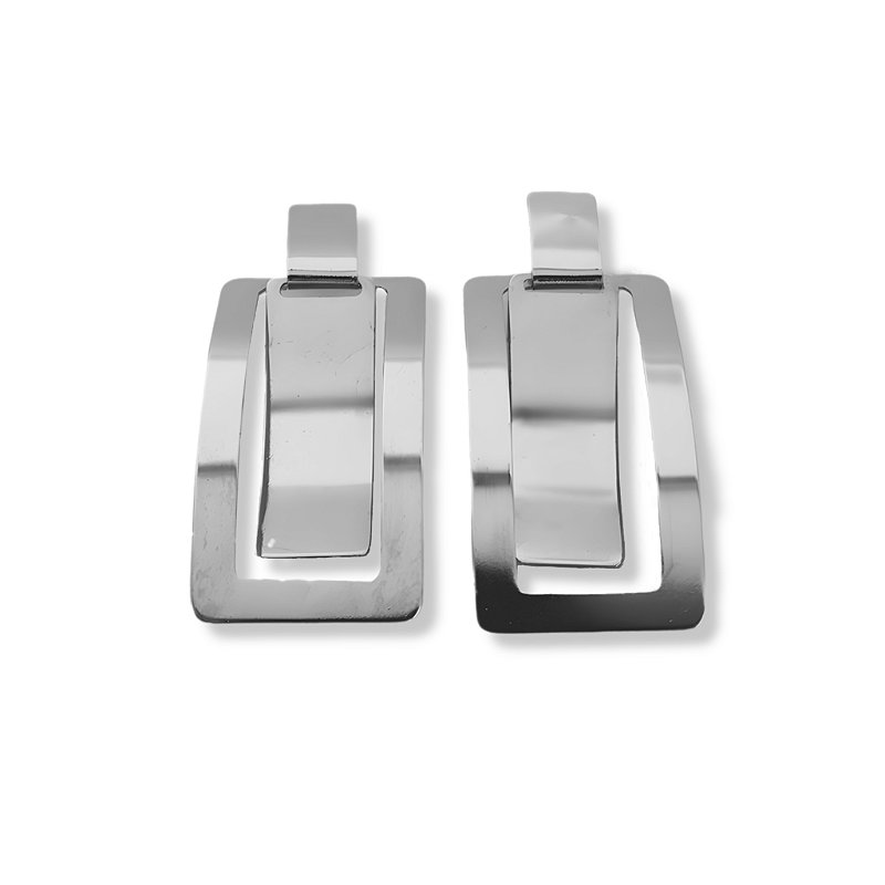 Brinco Retângulo em Aço Inox