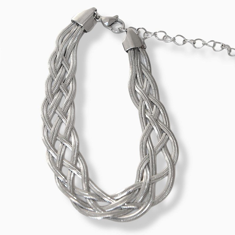 Pulseira 4 Fios Trançada 10mm em Aço Inox