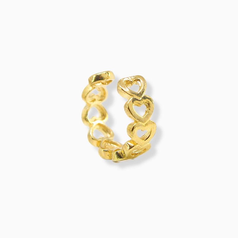 Piercing Fake 10 Corações Dourado em Aço Inox