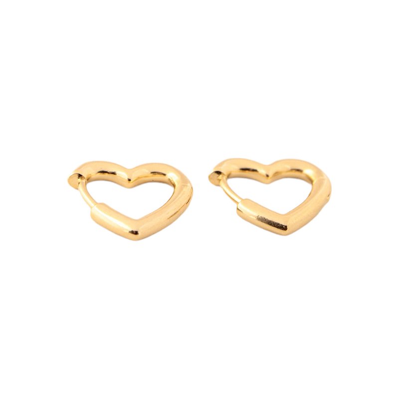 Brinco Argola Coração Vazado Banho Ouro 18k