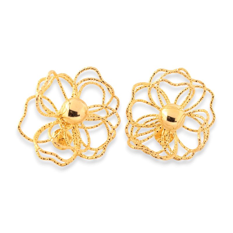 Brinco Flor Banho Ouro 18k