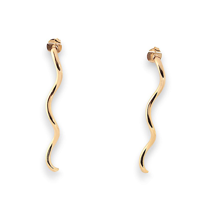 Brinco Ondulado Banho Ouro 18k
