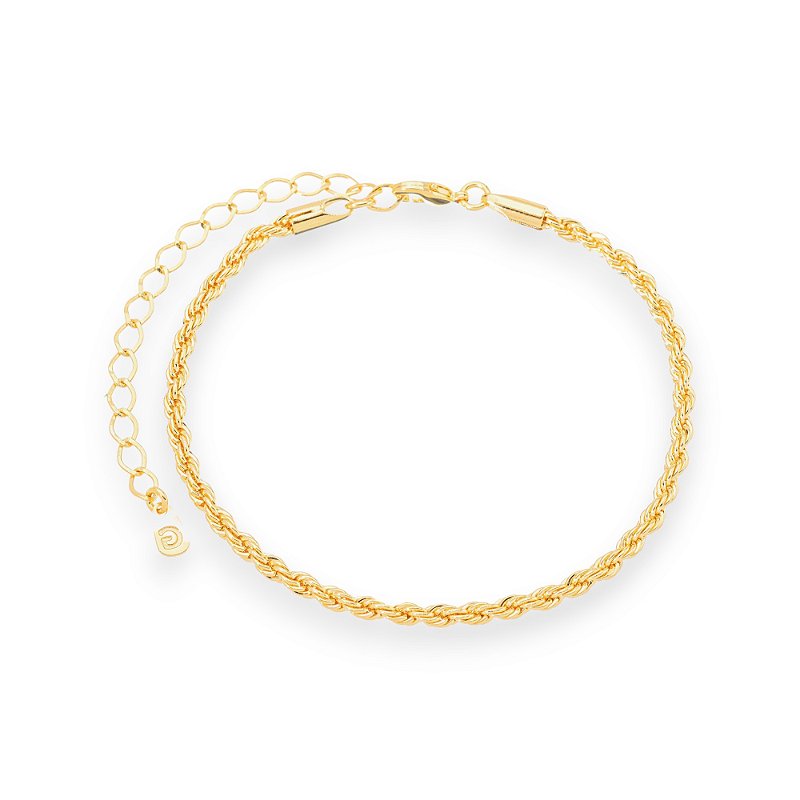 Pulseira Cordão Baiano Fina Banho Ouro 18k