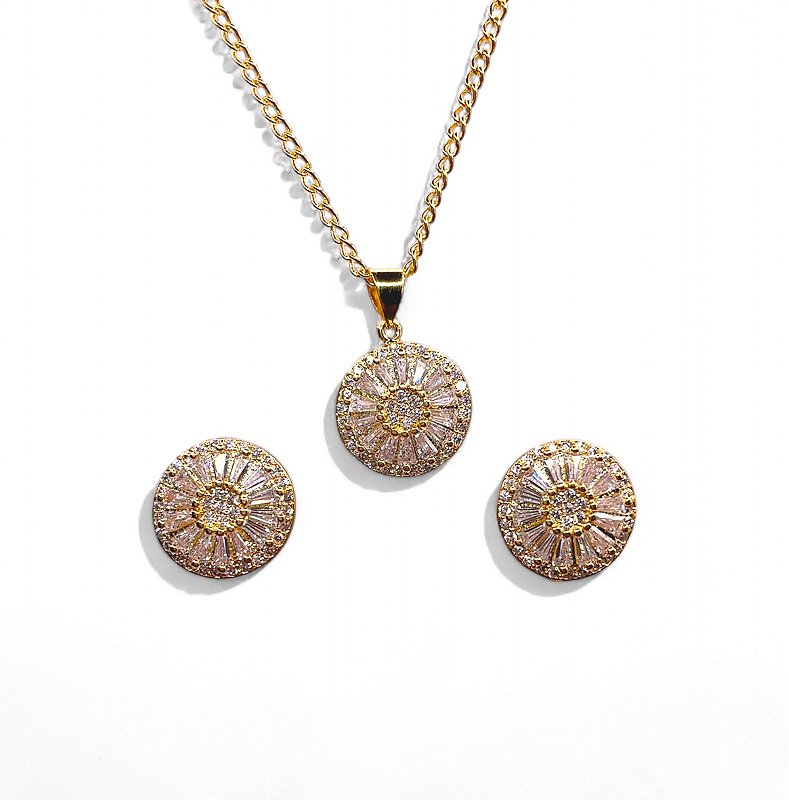 Conjunto Pizza Cravejado com Zircônias Folheado Ouro 18k