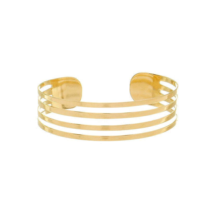 Bracelete 4 Tiras Regulável Banho Ouro 18K