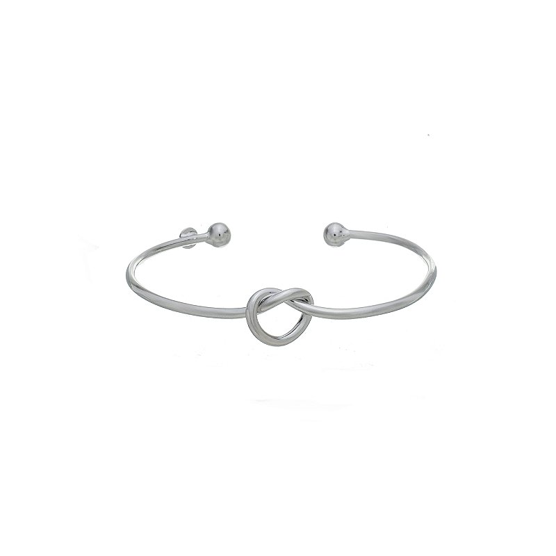 Bracelete Nó Regulável Banho Ródio Branco