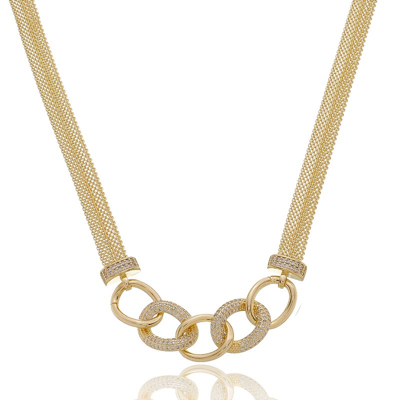 Choker Snake Cravejado Com Zircônias Banho Ouro 18k
