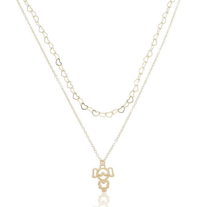 Colar Duplo Menininha  Banho Ouro 18k