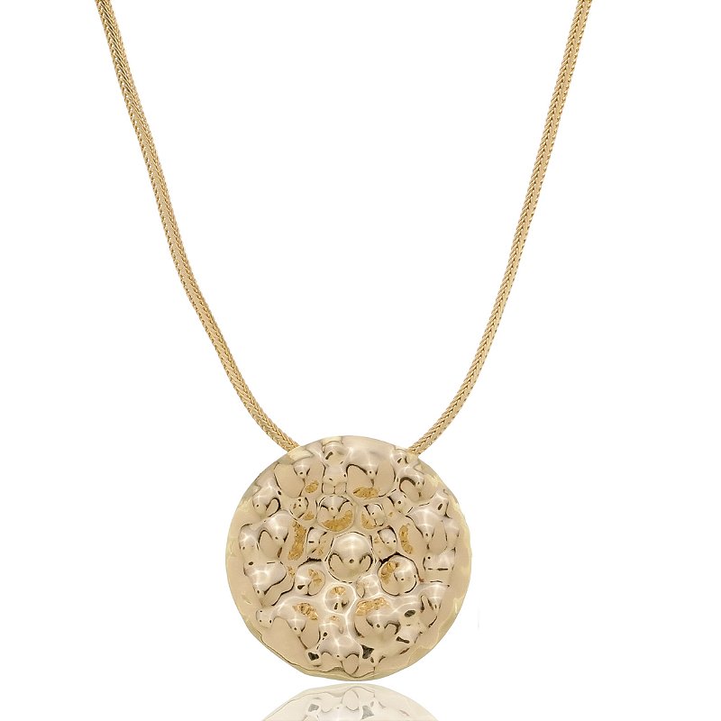 Colar Orgânico com Malha Trançada Banho Ouro 18k