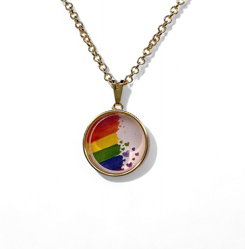 Colar Cápsula Arco-íris Folheado Ouro 18k