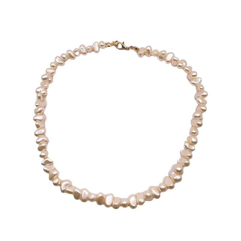 Choker Pérolas Irregulares Fecho Folheado Ouro 18k