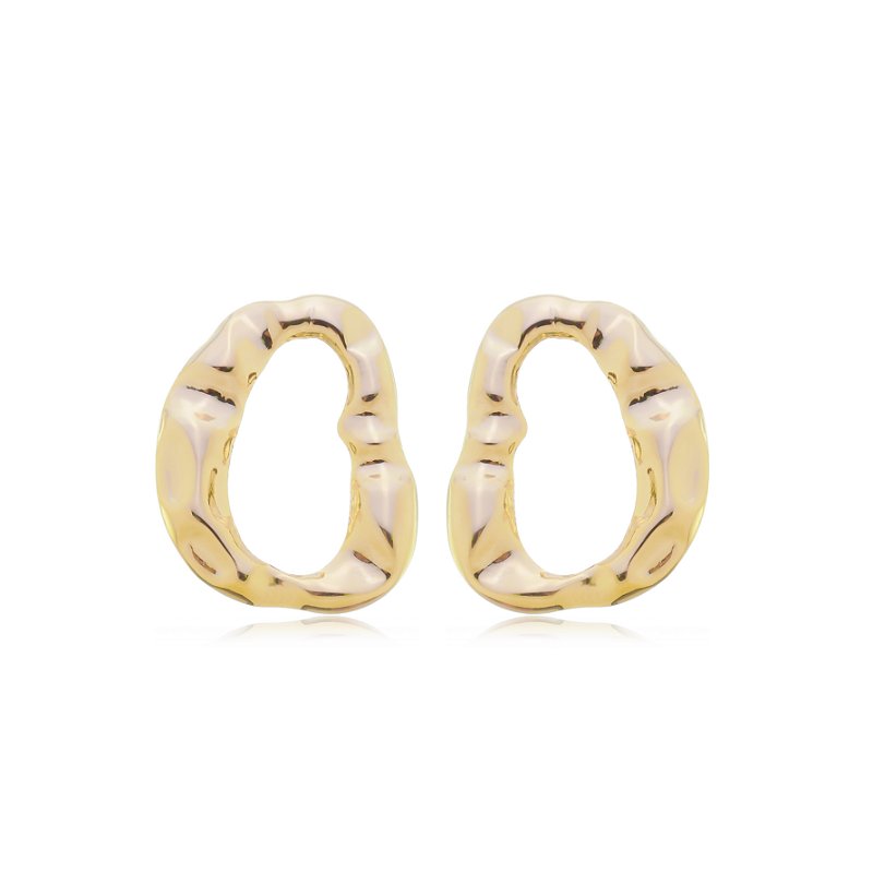 Brinco Orgânico Vazado Banho Ouro 18k