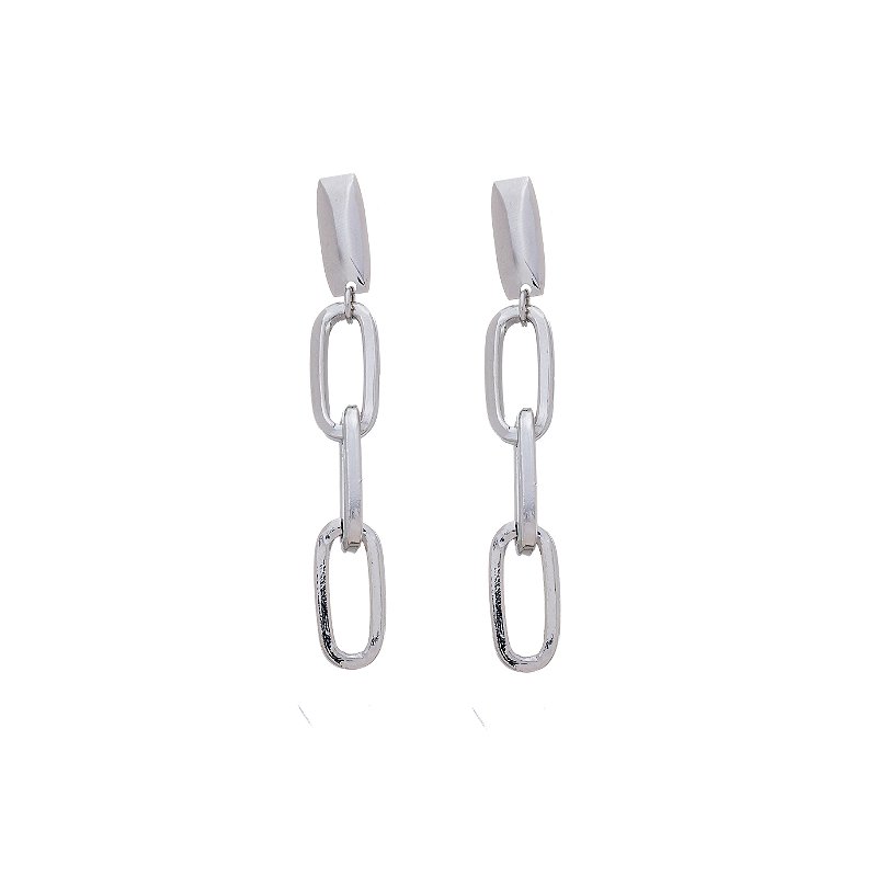 Brinco Elos Cartier Banho Ródio Branco