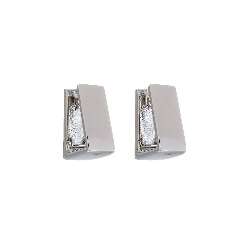 Brinco Argola Triangular Banho Ródio Branco