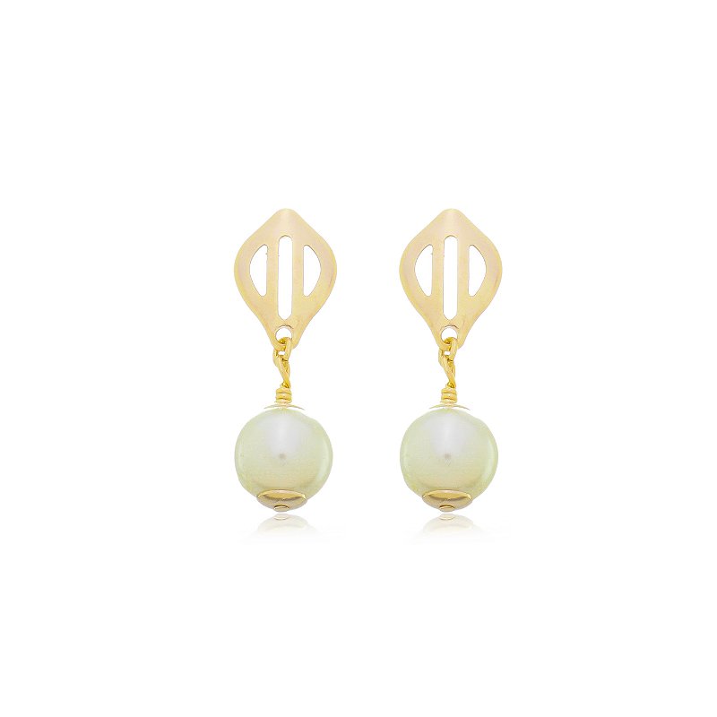 Brinco Elegance Pérola Banho Ouro 18k
