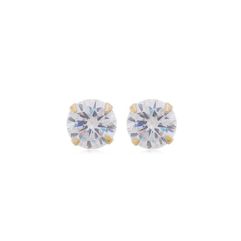 Brinco Ponto de Luz em Zircônia Grande Banho Ouro 18k