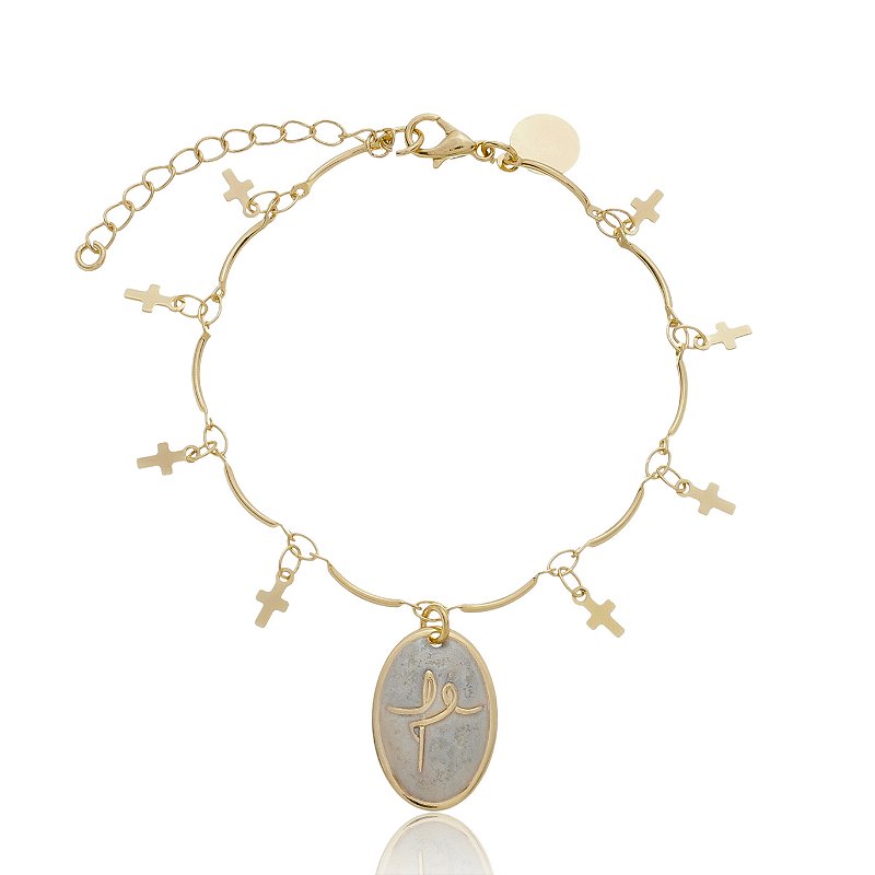 Pulseira Medalha Fé Banho Ouro 18k