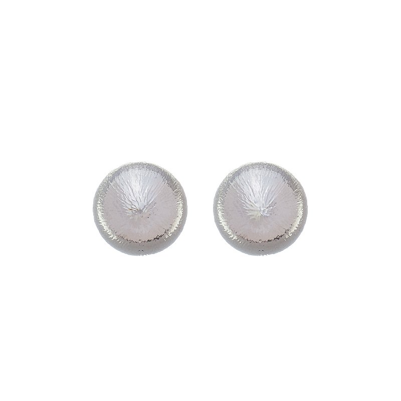 Brinco Esfera Penteada Banho Ródio Branco