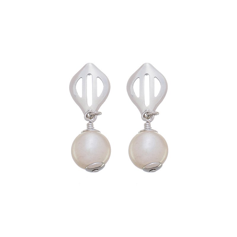 Brinco Elegance Pérola Banho Ródio Branco