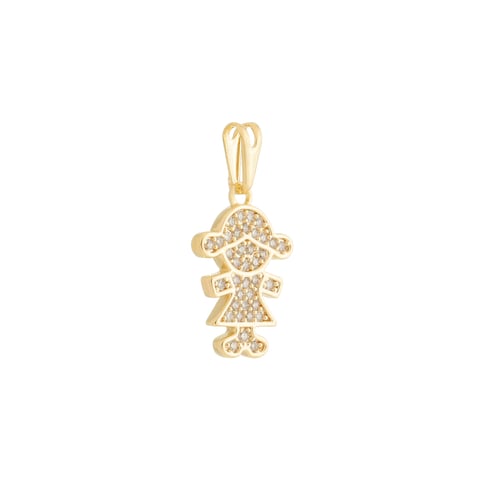 Pingente Menininha Com Zircônias Banho Ouro 18k