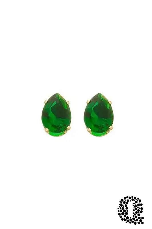 Brinco Gota Verde Esmeralda Banho Ouro 18k