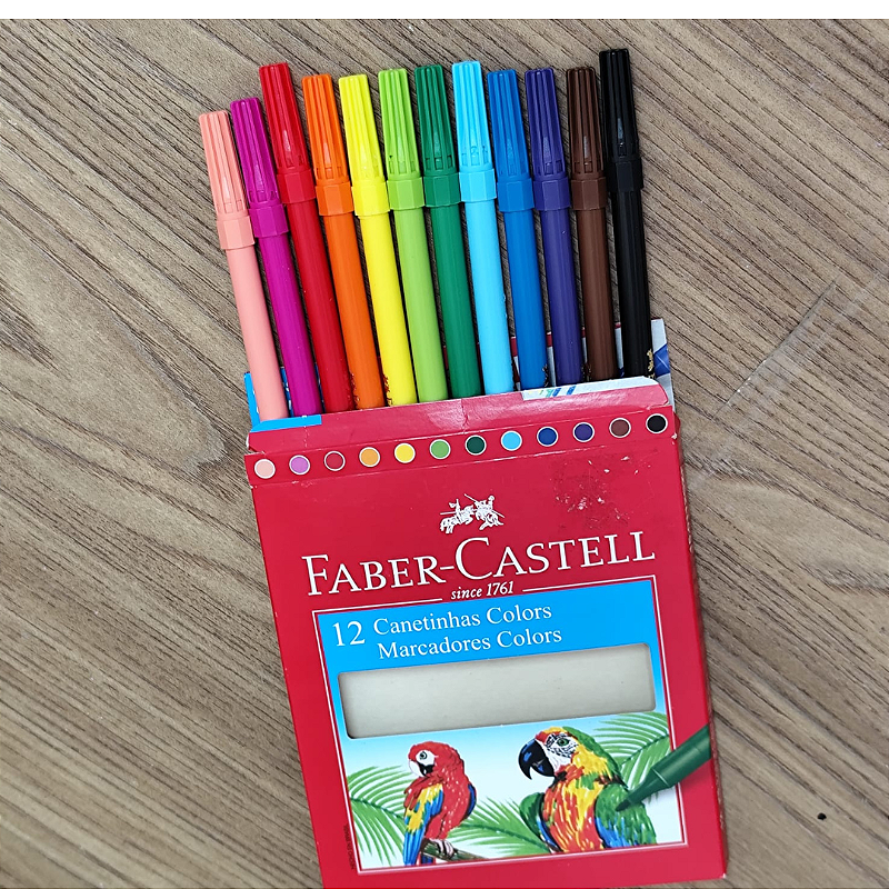 Caneta Hidrográfica Estojo com 12 Cores Faber Castell - Brave Store
