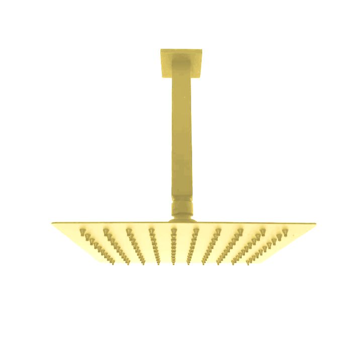 Chuveiro Quadrado Slim 20x20 Com Braço de Teto Gold - Jiwi - WJ-DC