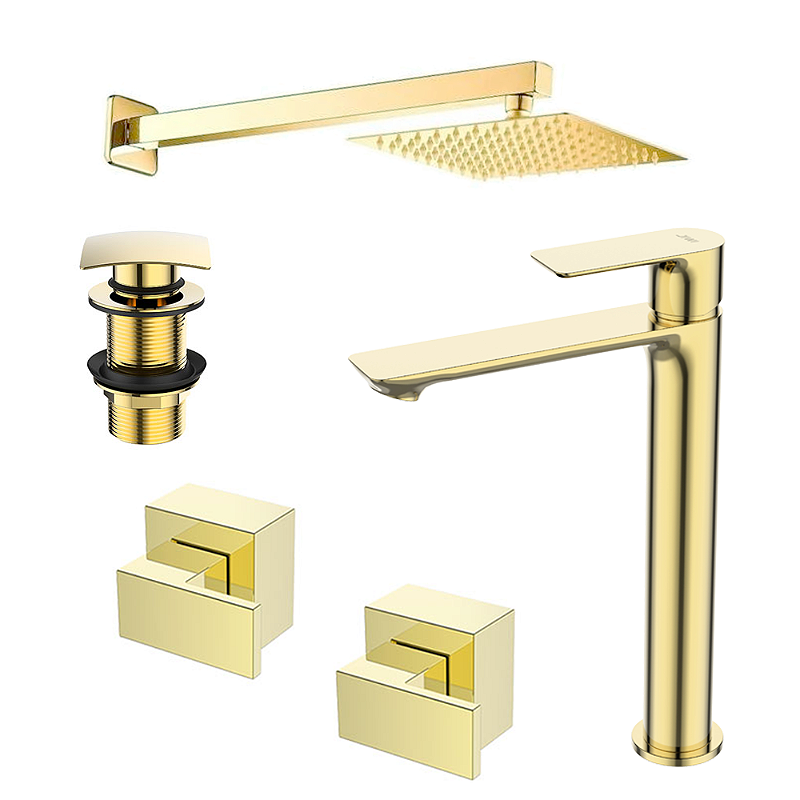 Kit 5 Peças Com Bica Alta WJ-2875-MK-GD Gold - Jiwi - Kitbaco