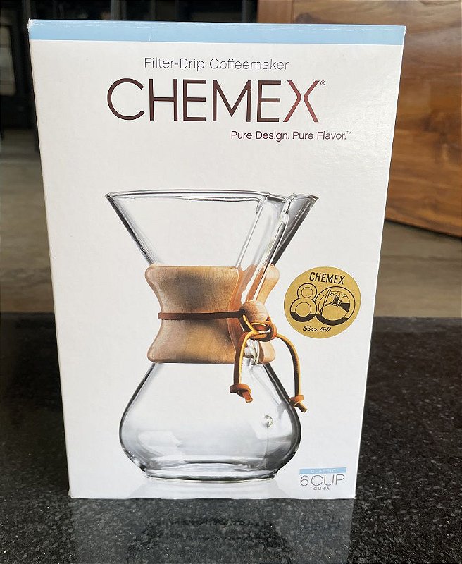 Chemex com Alça de Madeira e Couro - Original para 06 xícaras