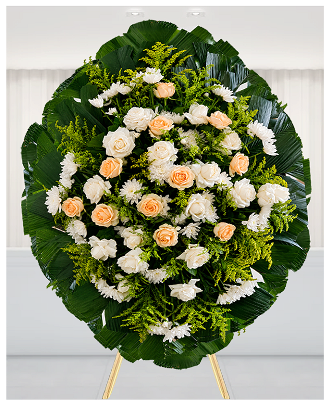 Coroa de Flores Rosas Brancas e Chá