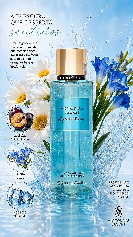 Victoria's Secret Aqua Kiss Body Splash 250ml | Perfume - Cabelos