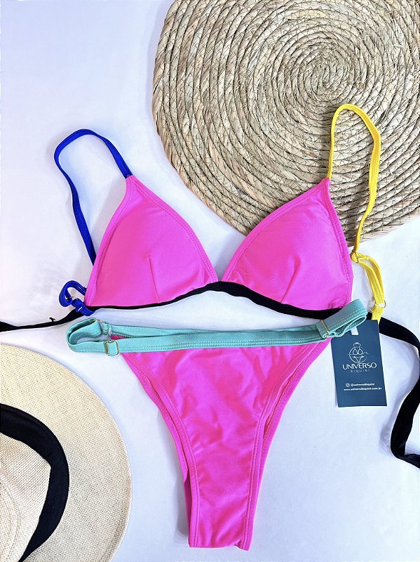 Biquíni Aviação Tecido UV - Rosa Neon