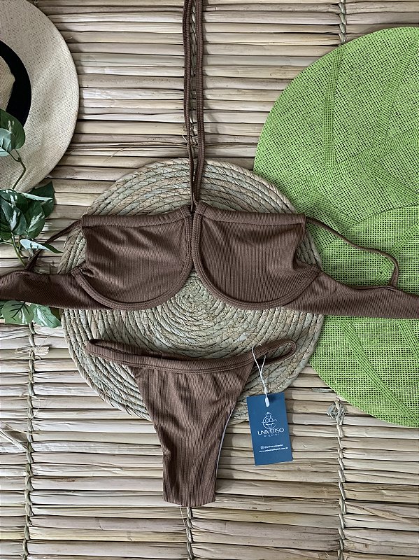 Biquíni Meia Taça Fio Dental  - Marrom